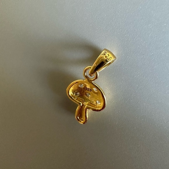 14k Gold CZ Dainty Mushroom Pendant - Picture 5 of 9